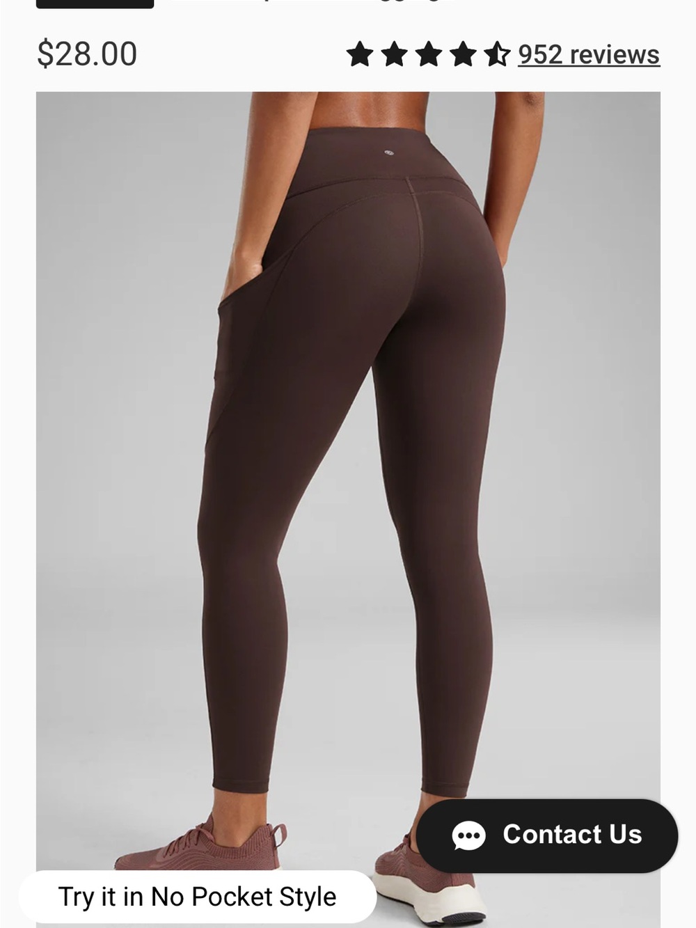 Crz Yoga High-Rise Brown Pocket Leggings